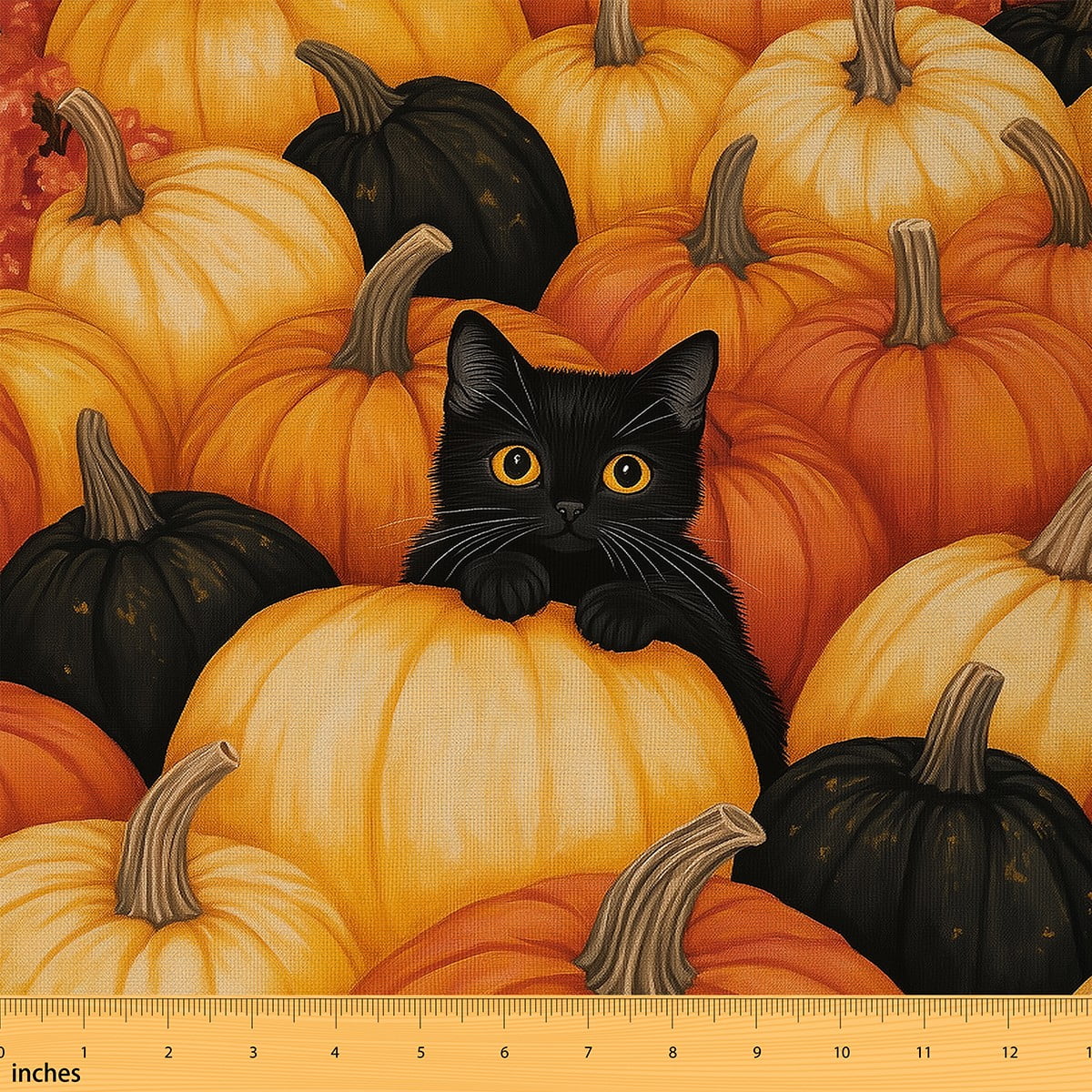 Homewish Kawaii Black Cat 01 for Kid, Orange Harvest Pumpkin Room
