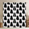 thumbnail image 1 of Homewish Kawaii Black Cat Curtains Pack of 2 (42x84 Each) for Kids, Cartoon Love Heart Curtains Blackout, Cute Kitten Animal Bedroom Curtains, Living Room Curtains Decor, 1 of 6