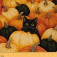 thumbnail image 1 of Homewish Kawaii Black Cat Fabric by the Yard 1 Yard for Kid, Orange Harvest Pumpkin Room Decor Fabric by the Yard, Cartoon Kitten Animal Sewing Fabric, Lightweight Room Decor, 1 of 6