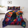 thumbnail image 1 of Homewish Kawaii Black Cat Full Size Comforter Sets 3-Piece for Female Men,Floral Animal Bedding Comforter Set,Vintage Colorful Flowers Lightweight Bedding Sets,Luxury Bedroom Decor, 1 of 8