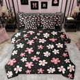 thumbnail image 1 of Homewish Kawaii Blossom 7-Piece Twin Bedding Sets,Cute Flower Floral Bedding Comforter Set,Pink White Black Sheet Sets For Girl Teens,Super Cozy Room Decor Reversible, 1 of 8