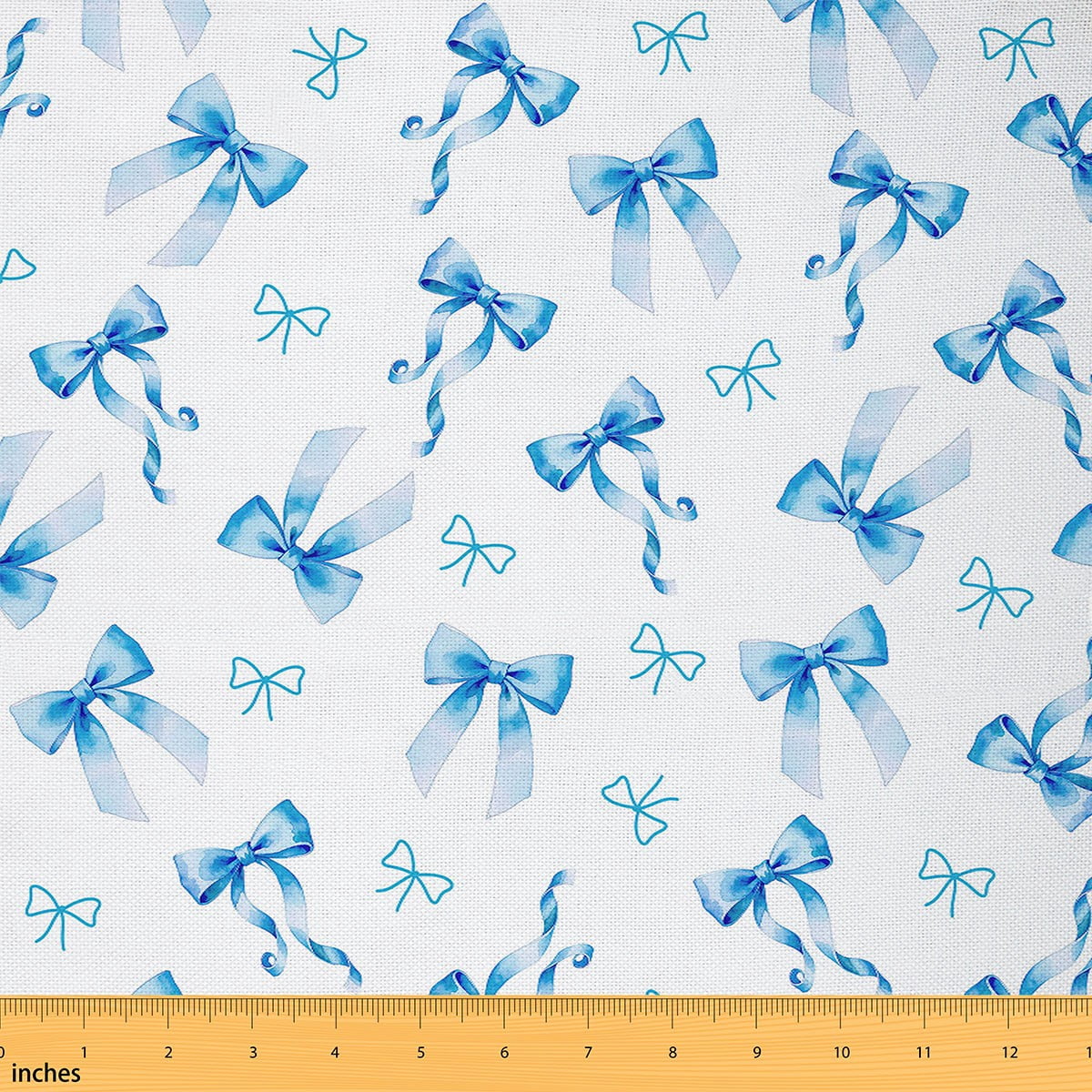 Homewish Kawaii Blue Ribbon Fabric by the Yard 1 Yard for Kids, Cute Princess Bowknot Room Decor Fabric by the Yard, Cartoon Bow Theme Sewing Fabric, Breathable Home Decor