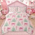 thumbnail image 1 of Homewish Kawaii Bow Bedding Comforter Set,Cartoon Christmas Tree Twin Comforter Sets,Ppink Green Bedding Set For Girl Teens,Super Cozy Room Decor Reversible,2pcs, 1 of 9