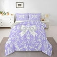 thumbnail image 1 of Homewish Kawaii Bow Knot Full Size Comforter Sets,Vintage Baroque Floral Bedding Comforter Set,Purple White Bedding Sets For Girl Teens,Super Cozy Room Decor Reversible,3-Piece, 1 of 9
