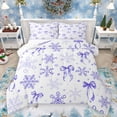 thumbnail image 1 of Homewish Kawaii Bow Snowflake Full Size Comforter Sets,Merry Xmas Bedding Comforter Set,Purple White Bedding Sets For Girls Kids,Ultra Soft Home Decor Reversible,3-Piece, 1 of 8