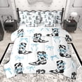 thumbnail image 1 of Homewish Kawaii Bow Tie 7pcs Bedding Comforter Set,Western Cowgirl Boots Queen Bedding Sets,White Blue Black Queen Sheet Sets For Children,Breathable Home Decor Reversible, 1 of 9
