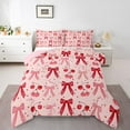 thumbnail image 1 of Homewish Kawaii Bow Tie Bedding Comforter Set,Summer Fruit Cherries Twin Comforter Sets,Pink Red Bedding Set For Girls Kids,Breathable Home Decor Reversible,2pcs, 1 of 9