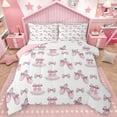thumbnail image 1 of Homewish Kawaii Bow Tie Girl 2pcs Bedding Comforter Set,Pink White Twin Comforter Sets,Dance Ballet Theme Breathable Bedding Set,Super Cozy Room Decor,Reversible, 1 of 8