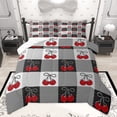 thumbnail image 1 of Homewish Kawaii Bowknot Cherry Full Size Comforter Sets, Cartoon Buffalo Plaid Bedding Comforter Set, Teens Kids Boys Girls Reversible Bedding Sets, Super Cozy Room Decor, 3pcs, 1 of 8