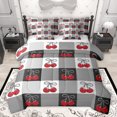 thumbnail image 1 of Homewish Kawaii Bowknot Cherry Twin Bedding Sets 7-Piece, Cartoon Buffalo Plaid Bedding Comforter Set, Teens Kids Boys Girls Reversible Sheet Sets, Super Cozy Room Decor, 1 of 7