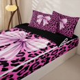 thumbnail image 1 of Homewish Kawaii Bowknot Girls Zipper Full Size Comforter Sets with Fitted Sheet and 2 Pillowcases, Pink Cheetah Print Zipper Bedding Set, Black Reversible, 4 Pieces, 1 of 6