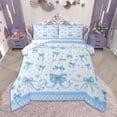 thumbnail image 1 of Homewish Kawaii Bowknot Queen Comforter Set for Girls, Black Blue Plaid Bedding Sets, Hand Drawn Love Hearts Bedding Comforter Set, Lightweight Room Decor, 1 of 8