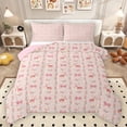 thumbnail image 1 of Homewish Kawaii Bowknot Rabbit Queen Comforter Set for Teen, Cute Bunnies Lover Bedding Sets, Chic Princess Bow Reversible Bedding Comforter Set, Ultra Soft Bedroom Decor, 3-Piece, 1 of 8
