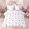 thumbnail image 1 of Homewish Kawaii Bowtie Ribbon 7-Piece Bedding Comforter Set,Cute Cartoon Rose King Bedding Sets,Pink White Blue Bed Sheets For Girl Kids,Luxury Bedroom Decor Reversible, 1 of 8