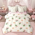 thumbnail image 1 of Homewish Kawaii Bowtie Ribbon 7-Piece Twin Bedding Sets,Cute Cartoon Floral Bedding Comforter Set,Pink Orange Green Sheet Sets For Girl Kids,Luxury Bedroom Decor Reversible, 1 of 8