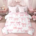thumbnail image 1 of Homewish Kawaii Bowtie Ribbon 7-Piece Twin Bedding Sets,Polka Dots Bowknot Bedding Comforter Set,Pink White Sheet Sets For Girl Kids,Luxury Bedroom Decor Reversible, 1 of 8