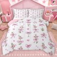 thumbnail image 1 of Homewish Kawaii Bowtie Ribbon Bedding Comforter Set,Cute Cartoon Flower Twin Comforter Sets,Pink White Bedding Set For Girl Kids,Luxury Bedroom Decor Reversible,2 Pieces, 1 of 8