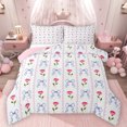 thumbnail image 1 of Homewish Kawaii Bowtie Ribbon Full Size Comforter Sets,Cute Cartoon Rose Bedding Comforter Set,Pink White Blue Bedding Sets For Girl Kids,Luxury Bedroom Decor Reversible,3-Piece, 1 of 8