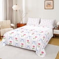 thumbnail image 1 of Homewish Kawaii Bowtie Ribbon Queen Sheet Sets,Cute Cartoon Rose Flat Sheet,Pink White Blue Queen Fitted Sheet For Girl Kids,Luxury Bedroom Decor,4 Pieces, 1 of 7