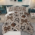 thumbnail image 1 of Homewish Kawaii Brown Bowknot Bedding Comforter Set for Kids, Cartoon Stars Flower Twin Comforter Sets, Rugby Football Lover Reversible Bedding Set, Breathable Home Decor, 2pcs, 1 of 9