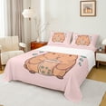 thumbnail image 1 of Homewish Kawaii Brown Capybara Twin Sheet Sets,Cute Kapibara Twin Fitted Sheet,Cartoon Rodent Animal 03 For Girl Boys,Luxury Bedroom Decor,3pcs, 1 of 7