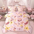 thumbnail image 1 of Homewish Kawaii Butterfly 7-Piece Bedding Comforter Set,Country Botanical King Bedding Sets,Girls Pink Bed Sheets For Men Women,Super Cozy Room Decor Reversible, 1 of 8
