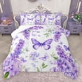 thumbnail image 1 of Homewish Kawaii Butterfly Lavender Queen Comforter Set,Modern Painting Artistic Bedding Sets,White Purple Bedding Comforter Set For Girls Kids,Luxury Bedroom Decor,3 Pieces, 1 of 8