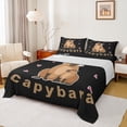 thumbnail image 1 of Homewish Kawaii Capybara 3pcs Twin Sheet Sets For Preppy Kids Children,Cartoon Animal Twin Fitted Sheet,Black Brown Breathable Flat Sheet,Microfiber Bedroom Decor, 1 of 7
