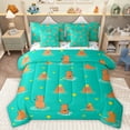 thumbnail image 1 of Homewish Kawaii Capybara 7-Piece Bedding Comforter Set For Preppy Kids Children,Cartoon Animal King Bedding Sets,Teal Brown Ultra Soft Bed Sheets,Microfiber Bedroom Decor,Reversible, 1 of 8