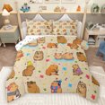 thumbnail image 1 of Homewish Kawaii Capybara Queen Comforter Set,Colorful Flower Floral Bedding Sets,Cartoon Animal Bedding Comforter Set For Girl Boy,Microfiber Bedroom Decor Reversible,3-Piece, 1 of 8