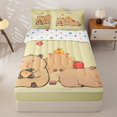 thumbnail image 1 of Homewish Kawaii Capybara Zipper Twin Comforter Sets with Fitted Sheet and 2 Pillowcases for Kids, Cartoon Animal Lover Zipper Bedding Set, Polka Dots Reversible, 4pcs, 1 of 6