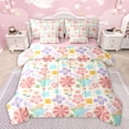 thumbnail image 1 of Homewish Kawaii Cartoon Flower Twin Bedding Sets 7-Piece for Kids, Pink Cherry Blossoms Bedding Comforter Set, Groovy Floral Reversible Sheet Sets, Breathable Home Decor, 1 of 7