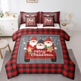 thumbnail image 1 of Homewish Kawaii Cartoon Gnome Bedding Comforter Set 7pcs for Kid, Christmas Santa Claus Queen Bedding Sets, Black Red Buffalo Plaid Reversible Queen Sheet Sets, Ultra Soft Bedroom Decor, 1 of 7