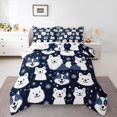 thumbnail image 1 of Homewish Kawaii Cartoon Wolves Queen Comforter Set,Jungle Animal Bedding Sets,White Deepblue Bedding Comforter Set For Kids,Breathable Home Decor Reversible,3pcs, 1 of 8