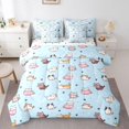 thumbnail image 1 of Homewish Kawaii Cat Animal 7-Piece Twin Bedding,Cartoon Pet Themed Bedding Comforter Set,Blue,Polkadot Reversible, 1 of 8