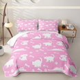 thumbnail image 1 of Homewish Kawaii Cat Dogs Quilt King,Cute Pets Paws King Coverlet Set,Pink White,3 Pieces, 1 of 7