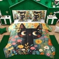 thumbnail image 1 of Homewish Kawaii Cat Kitten 7-Piece Twin Bedding Sets,Cute Daisy Floral Bedding Comforter Set,Green Black Orange Sheet Sets For Girls Kids,Microfiber Bedroom Decor Reversible, 1 of 8