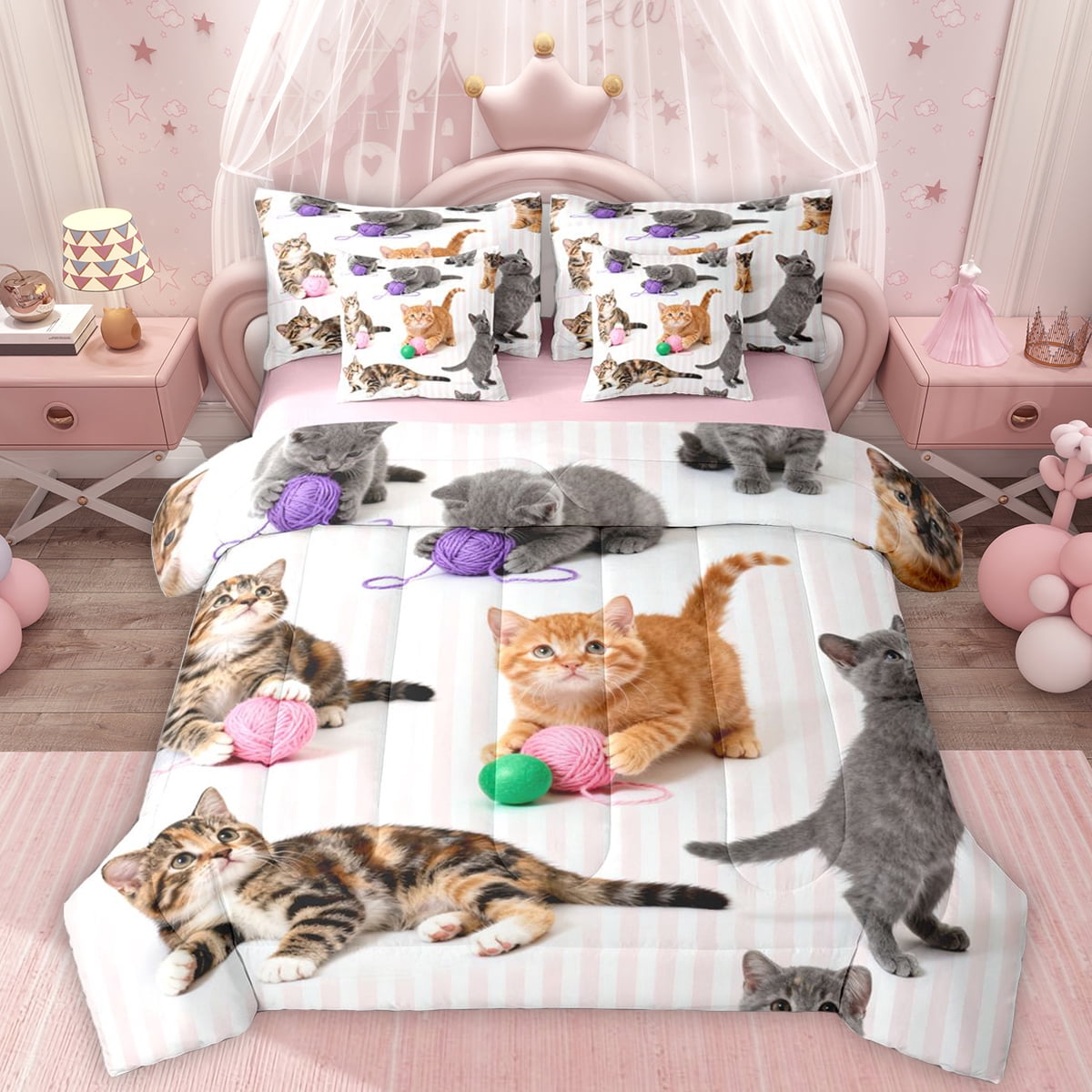 Kitten Set Homewish Kawaii Cat Kitten 7-Piece Twin Bedding Sets,Pet Lover Bedding ...