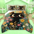 thumbnail image 1 of Homewish Kawaii Cat Kitten Bedding Comforter Set,Cute Daisy Floral Twin Comforter Sets,Green Black Orange Bedding Set For Girls Kids,Microfiber Bedroom Decor Reversible,2-Piece, 1 of 8