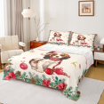 thumbnail image 1 of Homewish Kawaii Christmas Dog Bed Sheets for Kids, Cute Santa Claus Hat King Sheets, Western Xmas Flower Sheet Set, Luxury Bedroom Decor, 4 Pieces, 1 of 7