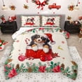 thumbnail image 1 of Homewish Kawaii Christmas Dog Bedding Comforter Set for Kids, Cartoon Santa Claus Hat Twin Comforter Sets, Western Xmas Flower Reversible Bedding Set, Ultra Soft Bedroom Decor, 2 Pieces, 1 of 9