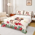 thumbnail image 1 of Homewish Kawaii Christmas Dog Twin Sheet Sets for Kids, Cute Santa Claus Hat Twin Fitted Sheet, Western Xmas Flower Flat Sheet, Luxury Bedroom Decor, 3 Pieces, 1 of 7