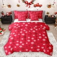 thumbnail image 1 of Homewish Kawaii Christmas Snowflake 7-Piece Bedding Comforter Set,Merry Xmas King Bedding Sets,Red White Bed Sheets For Kids,Luxury Bedroom Decor Reversible, 1 of 8