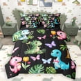 thumbnail image 1 of Homewish Kawaii Colorful Dinosaur 7-Piece Bedding Comforter Set for Children Teens Girls,Cute Animal Dino King Bedding Sets,Floral Butterfly Ultra Soft Bed Sheets,Super Cozy Room Decor,Reversible, 1 of 8