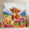 thumbnail image 1 of Homewish Kawaii Cow Kids Blackout Curtains Set of 2 (52x84 Each), Cartoon Colorful Tulip Window Curtains, Funny Farmhouse Animal Curtains and Drapes, Black Out Curtains Bedroom Decor, 1 of 6
