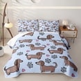thumbnail image 1 of Homewish Kawaii Dachshund Animal Twin Quilt Set,Dog Paw Print Twin Coverlet Set,Blue,2pcs, 1 of 7