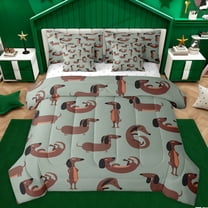 Homewish Kawaii Dachshund Child Twin Bedding Sets 7-Piece, Cute Dog Animal Bedding Comforter Set, Funny Dalmatian Lover Sheet Sets, Super Cozy Room Decor
