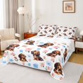 thumbnail image 1 of Homewish Kawaii Dachshund Dog Bed Sheets,Rose Hydrangea Floral Full Size Sheets,White,4-Piece,1 Flat Sheet, 1 Fitted Sheet and 2 Pillowcases, 1 of 6