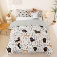 thumbnail image 1 of Homewish Kawaii Dachshund Duvet Cover Queen,Dog Paws Queen Bedding,Cream,Woof Print Decor,Light Gray Reversible,3-Piece,1 Duvet Cover and 2 Pillowcases, 1 of 6