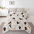 thumbnail image 1 of Homewish Kawaii Dachshund Queen Comforter Set,Dog Paws Comforter Sets Queen,Cream,Woof Print Decor,Light Gray Reversible,3-Piece,1 Comforter and 2 Pillowcases, 1 of 7